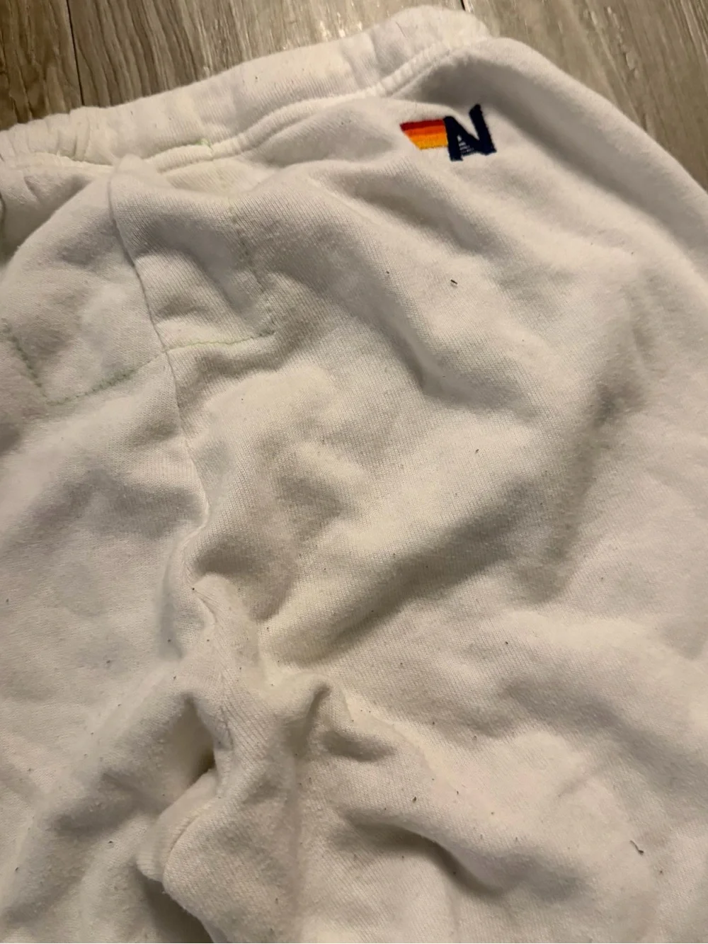 S Aviator Nation White Rainbow Logo Sweatpants
